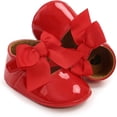 thumbnail image 4 of Baby Girls Mary Jane Flats with Bownot Non Slip Soft Sole PU Leather Newborn Infant Toddler First Walker Cirb Dress Shoes, 4 of 7