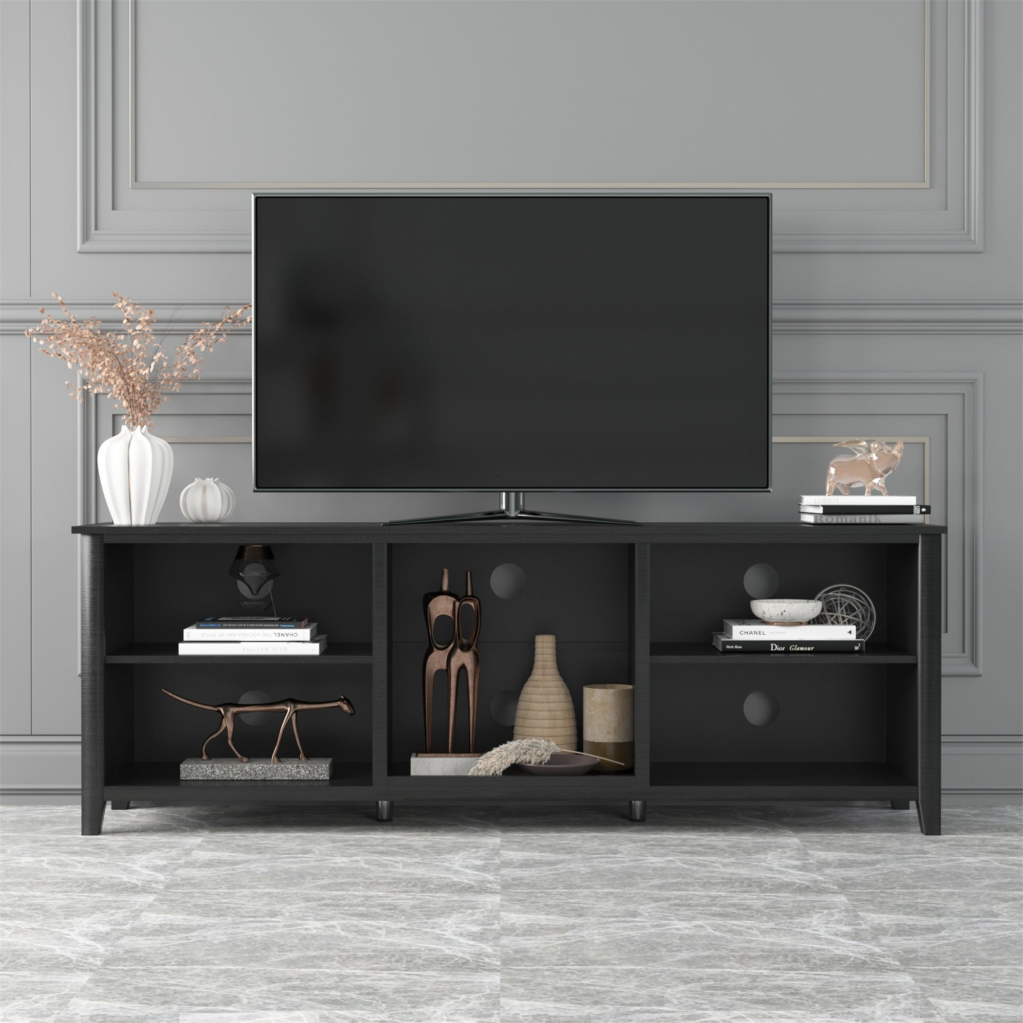 Kadyn TV Stand Entertainment Center for TVs up to 78", Black TV Cabinet