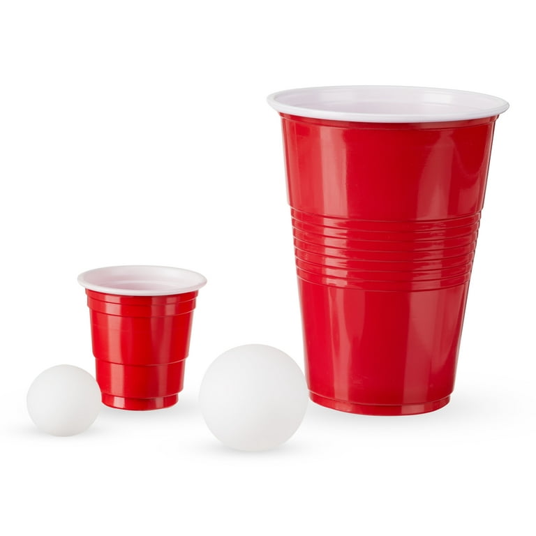 Beer Pong Party Game Set - 22 Red Party Cups - 2 White Balls - BPONG /  WSOBP Official