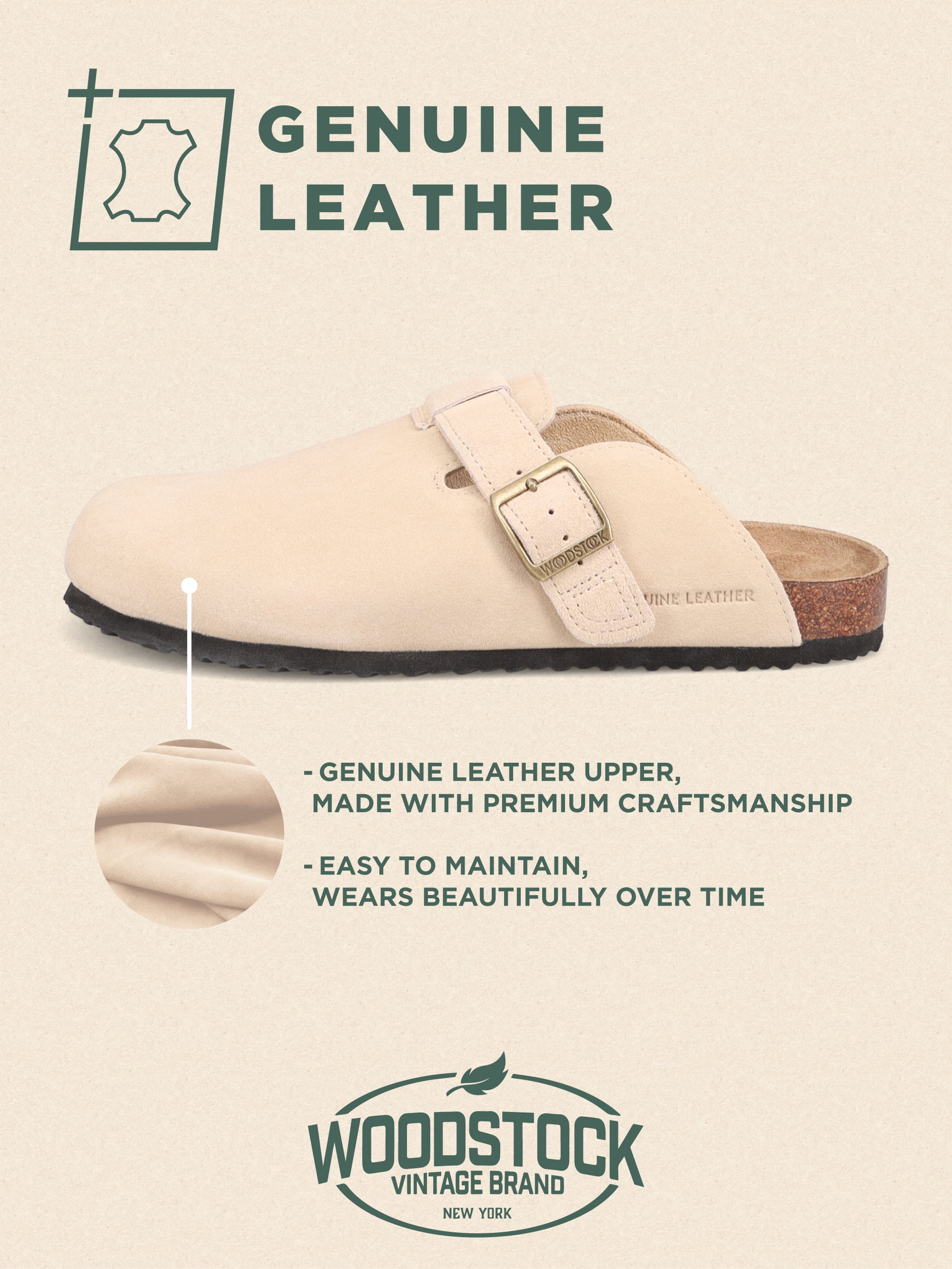 Woodstock Men's Beacon Genuine Leather Comfort Clog Sandal