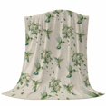 thumbnail image 6 of Summer Botanical Blanket Soft Cozy Warm Throw Blanket for Couch, Plush Fuzzy Flannel Fleece Blankets for Sofa, Green Spring Floral Birds Rustic Bed Blankets Lightweight Gifts for Women, 40"x50", 6 of 9