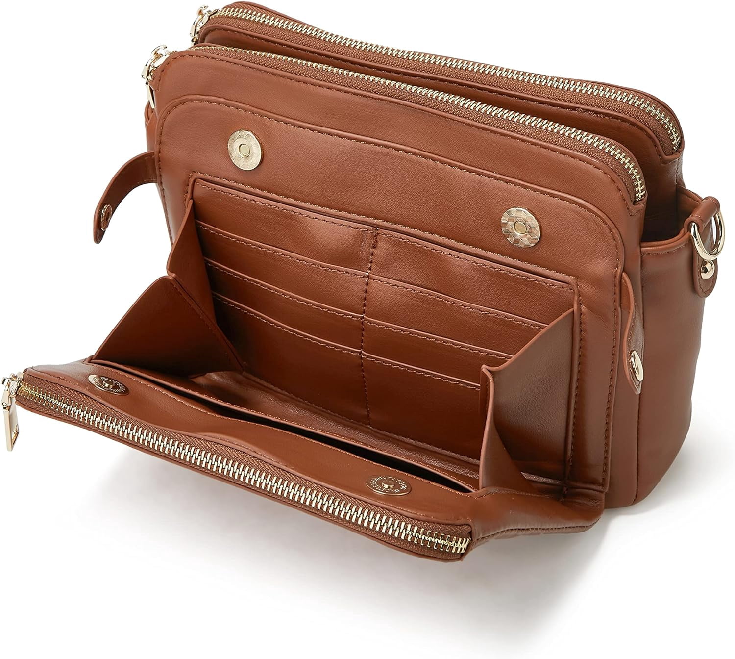 HLSOHJP Crossbody Bags for Women Three-Layer Shoulder Bag Vegan Leather Multiple Compartments Handbag Purses Satchel Hobo Clutch