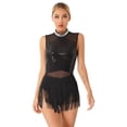 thumbnail image 4 of Vestido de baile de salón de Jazz con lentejuelas brillantes y diamantes de imitación para mujer, traje de patinaje artístico para actuación de Tango Latino Rumba Cha-Cha Samba, 4 of 5