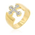 thumbnail image 1 of Precious Stars R07544T-C01-05 Precious Stars Goldtone Cubic Zirconia Cut-Out Cross Ring, 1 of 4