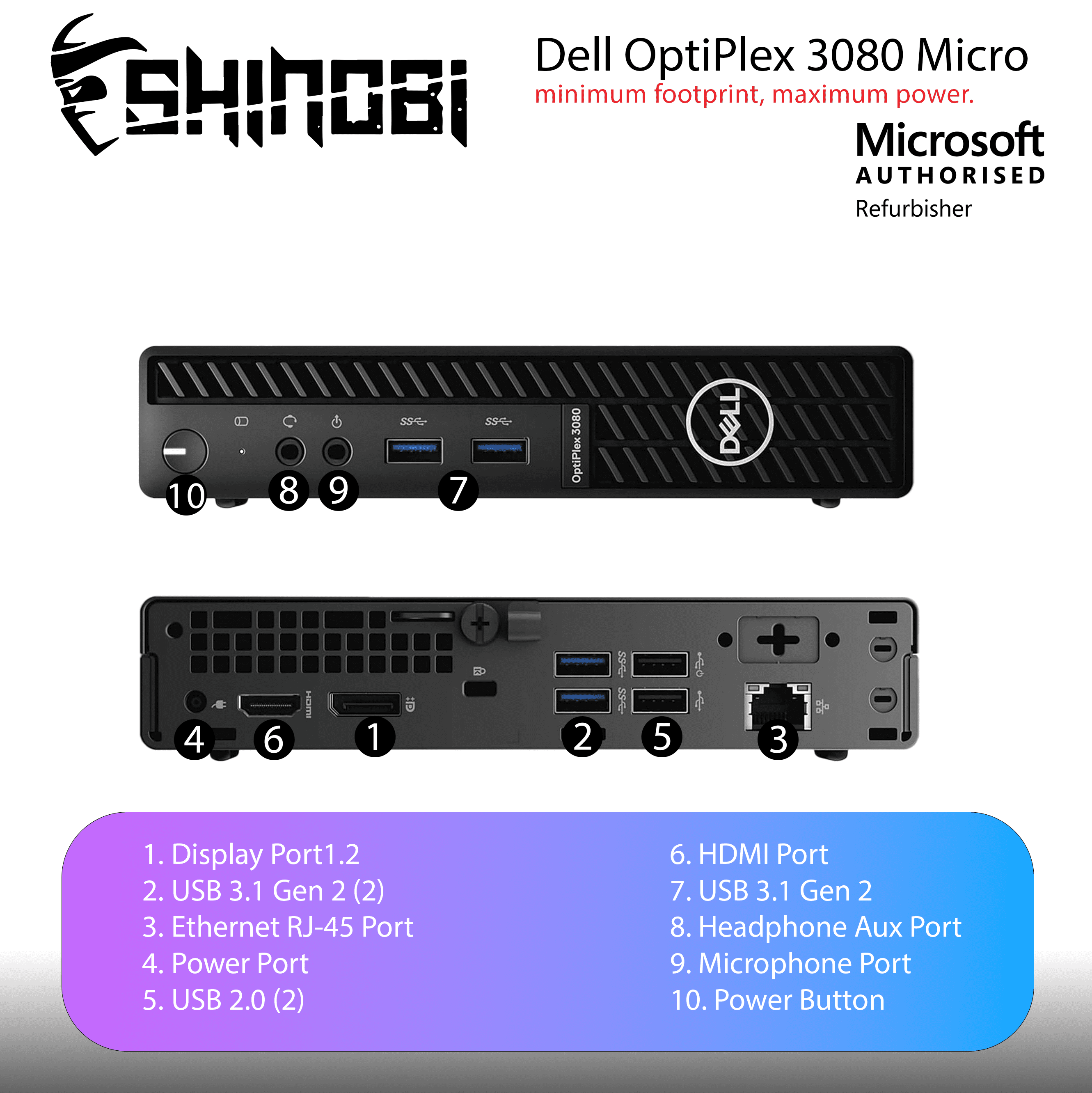 Restored Dell 3080 OptiPlex Mini PC | Intel Core i5-10500T | 8GB RAM | 256GB NVMe | Built in AX210 Wi-Fi BT | Windows 11 Pro | Mini Desktop Computer (Refurbished)