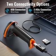 Tera D5100 Wireless Barcode Scanner, Handheld 1D/2D QR Code Reader with Wired Option for Windows Mac Linux (Orange)