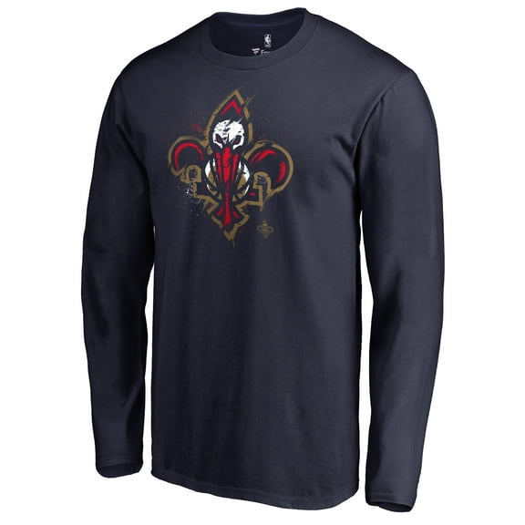 Men's Navy New Orleans Pelicans Splatter Logo Long Sleeve T-Shirt
