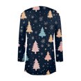 thumbnail image 3 of Women's Fashionable Loose-Fit Casual Cardigan with Christmas Print Mid-Length Coat for Holiday Outfits and Comfortable Wear,Dark Blue,S, 3 of 6
