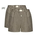 thumbnail image 3 of fatyb Women's 2 Pack Plaid Shorts Elastic Waist Comfy Casual Shorts Lightweight Lounge Beach Shorts, 3 of 5