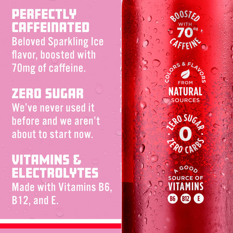 Sparkling Ice +Caffeine Cherry Vanilla Flavored Sparkling Water
