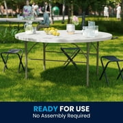 Flash Furniture Scarborough 5 Round Bi-Fold Plastic Event Folding Table with Handle, White