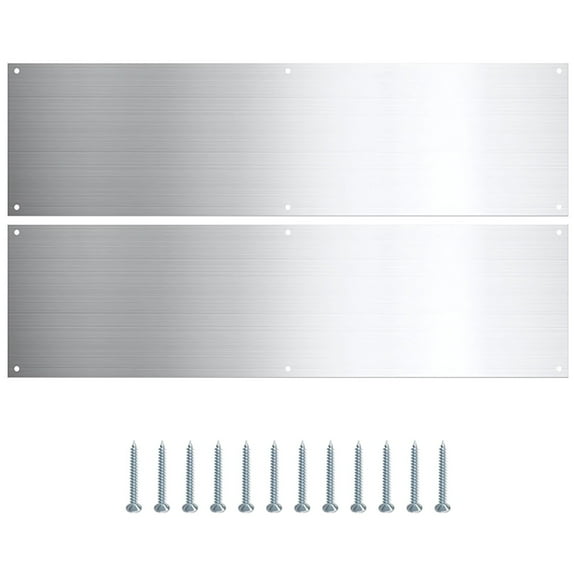 2 Pcs Stainless Steel Kick Plates for Door Protection, 16 in x 4 in, Easy Installation, Includes 12 Screws, Prevents Wear & Tear for Interior and Exterior Doors