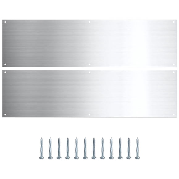 2 Pcs Stainless Steel Kick Plates for Door Protection, 16 in x 4 in, Easy Installation, Includes 12 Screws, Prevents Wear & Tear for Interior and Exterior Doors