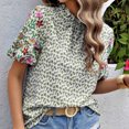 thumbnail image 2 of Blouses pour Femmes, Mode Décontractée Imprimée Col Montant Manches Courtes Blouse, 2 of 6