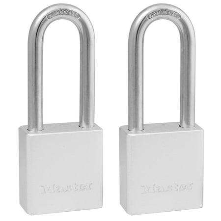 Master Lock 1-1/2" Solid Steel Long Shackle Padlock; 2-Pack