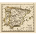 thumbnail image 2 of Stieler 17x15 Black Ornate Wood Framed with Double Matting Museum Art Print Titled - Spain Portugal - Stieler 1852, 2 of 4