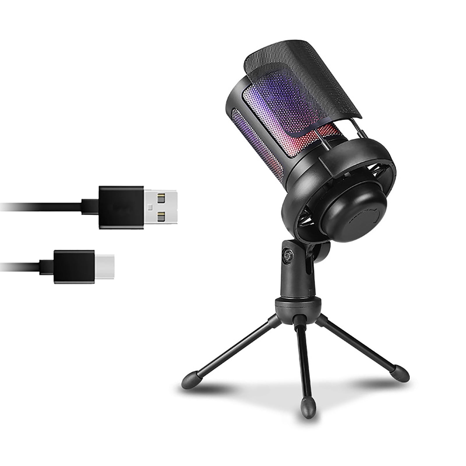 USB Condenser Microphone 192kHz Adjustable Lighting for Gaming and Streaming Podcasting Live Singing Mic Computer Mic