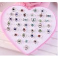 thumbnail image 1 of Juego de anillos para niños con diamantes de imitación y hebilla de color para niñas, bonitos anillos ajustables para bebés, paquete de 36, 1 of 6
