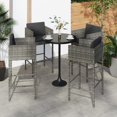 thumbnail image 1 of vidaXL Bar Stools 4 pcs with Cushions Grey Poly Rattan, 1 of 4