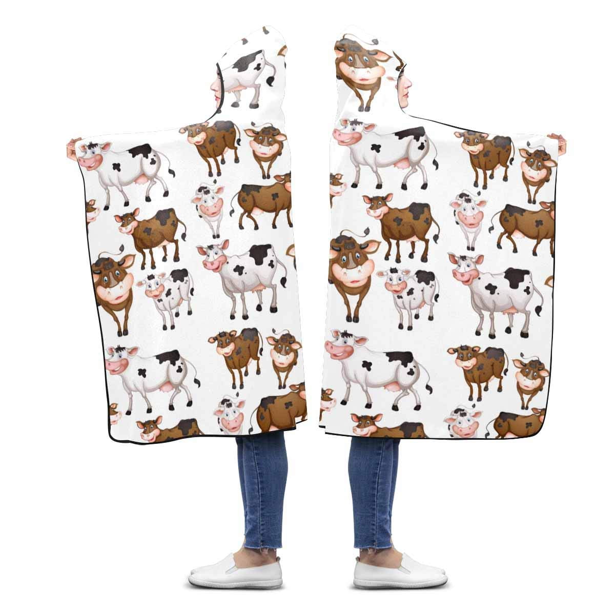 HATIART Cute Cows Hooded Throw Blanket 56x80 inches Adults Girls Boys