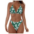 thumbnail image 4 of Wamejoo Women Two Piece Swimsuit Bathing Suits Floral Tropical High Waisted Beachwear Board Shorts Halter Tops (Green, S), 4 of 9