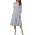 thumbnail image 1 of Vestido de trabajo para mujeres INSPIRE CHIC, corte A, mangas 3/4, elegante, midi, gris, XS, 1 of 6
