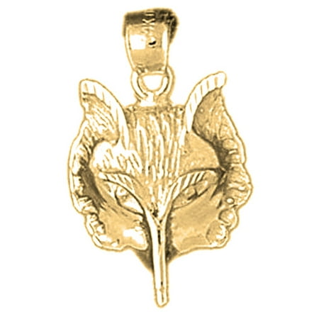18K Yellow Gold Wolf Pendant - 24 mm