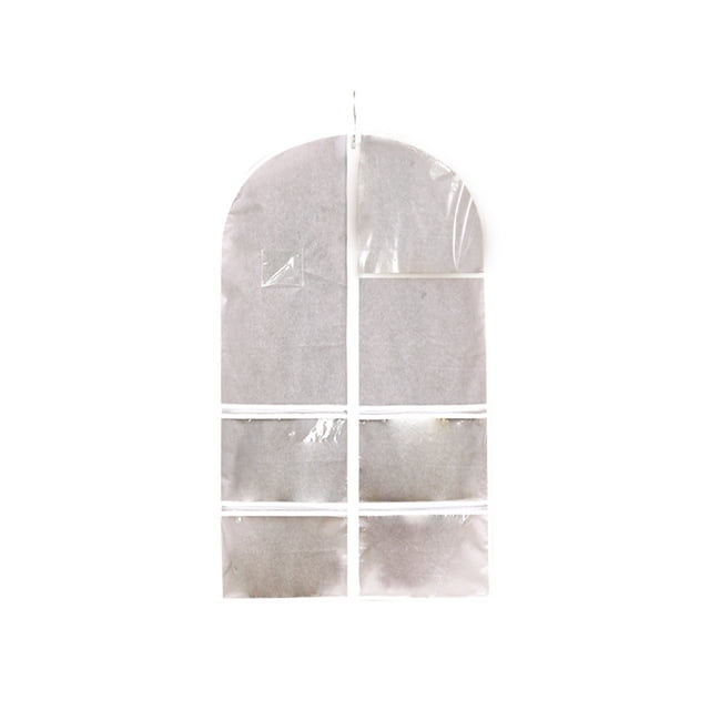 Hanging Clothes Protector Bag - 4-Pocket Non-Woven Garment Cover with ID Window (120x60cm)