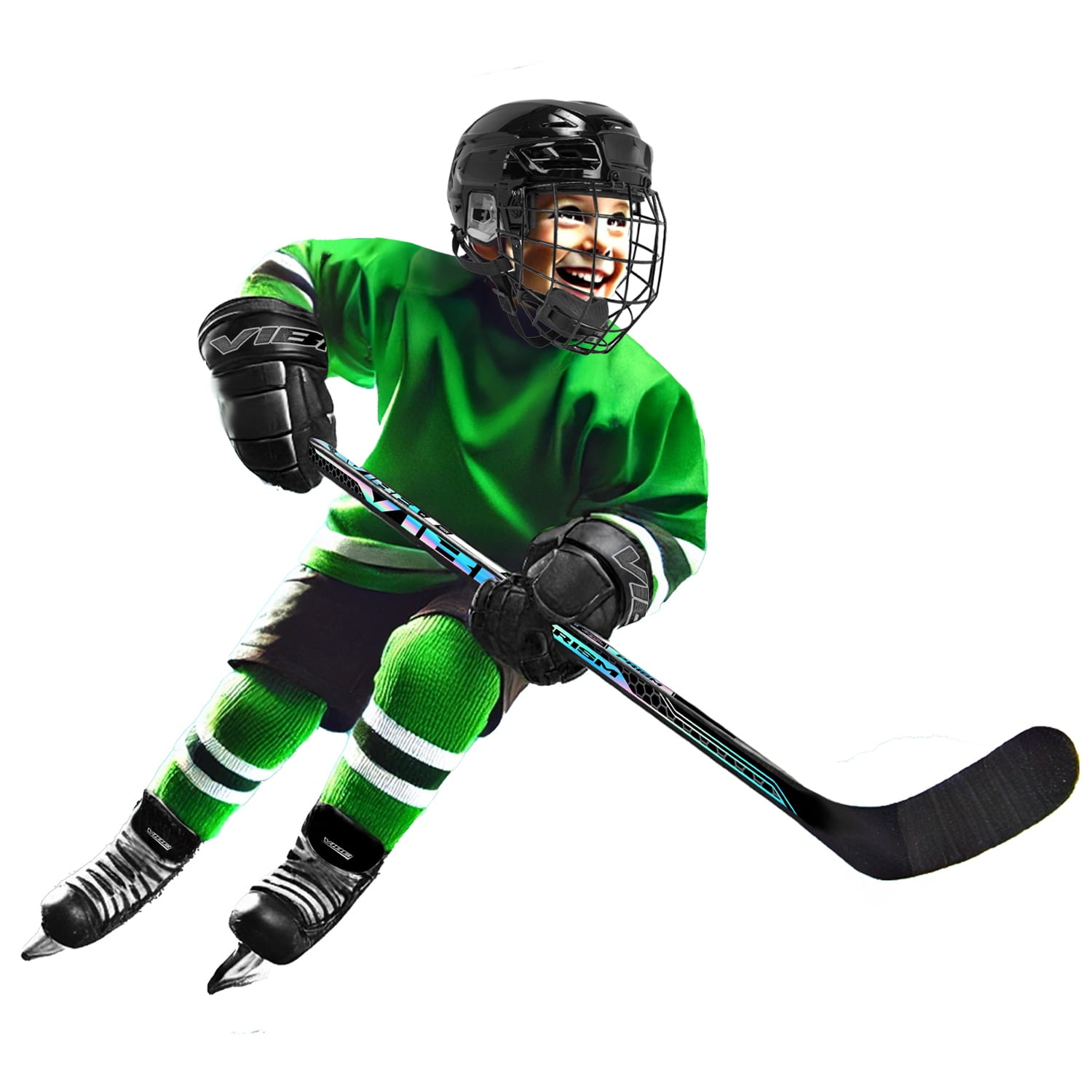 VIBE Prism XC2 Composite Ice Hockey Stick – Youth 50" – Left Hand Curve, Mid Kick Point, 20 Flex, Lie 5 – Holographic Design