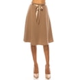 thumbnail image 2 of Women's Solid Vintage High Waist A-Line Midi Skirt with Bow Tie Belt, 2 of 6