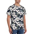 thumbnail image 2 of Bixox Men's Floral Flowers Blue Printed Short Sleeve Skinny Athletic T-Shirt, 2 of 6
