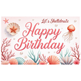 thumbnail image 3 of Decorative Design Happy Birthday Banner Sea Theme Jellyfish Coral Clam Shell for Kids Party Marine Celebration Indoor Event, 3 of 7