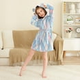 thumbnail image 3 of FORMRS Niños Bathrobe Unisex Hooded Robe Soft Plush Pajamas Sleepwear, Size 4-6T, Beige Art Pattern, 3 of 7