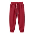 thumbnail image 5 of Efsteb Baggy Sweatpants Boys Straight Wide Leg Joggers Drawstring Elastic Waist Athletic Sweat Pant Casual School Uniform Pants (Red,9-10 Years), 5 of 8