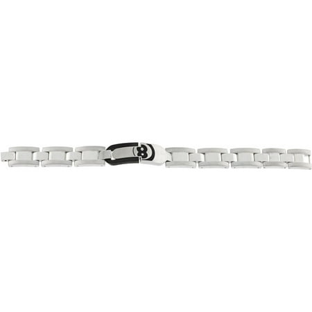 Stainless-Steel & Black-Plating ID Bracelet with Number 8 Clasp, 9