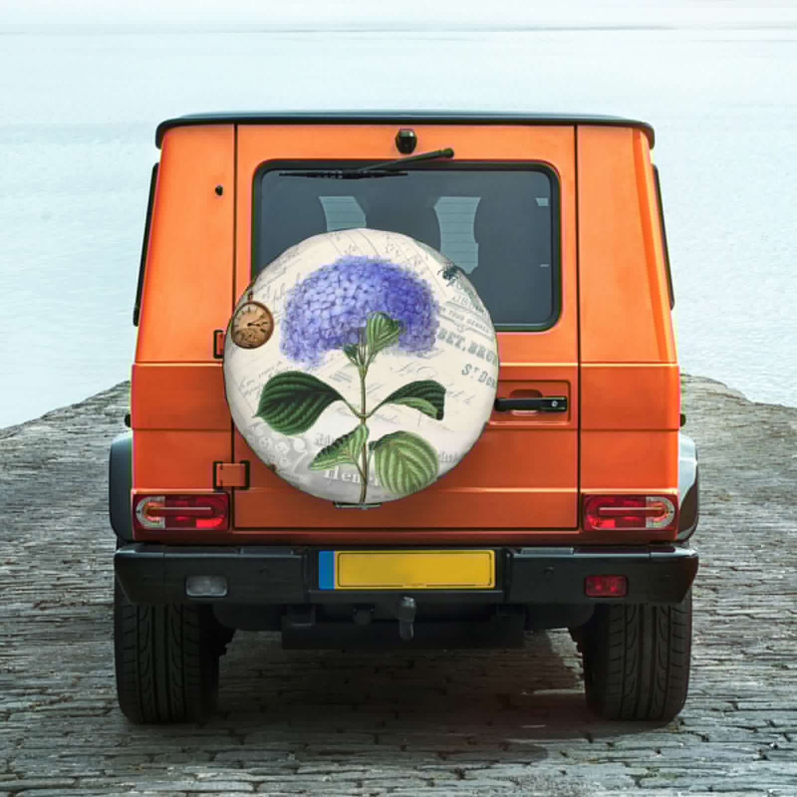 thumbnail image 4 of Haiem Spare Tire Cover , Wheel Cover with Vintage Flower printed, Camper Spare Tire Cover Fit for Jeep Wrangler Rv SUV Truck Travel Trailer-17 inch, 4 of 9
