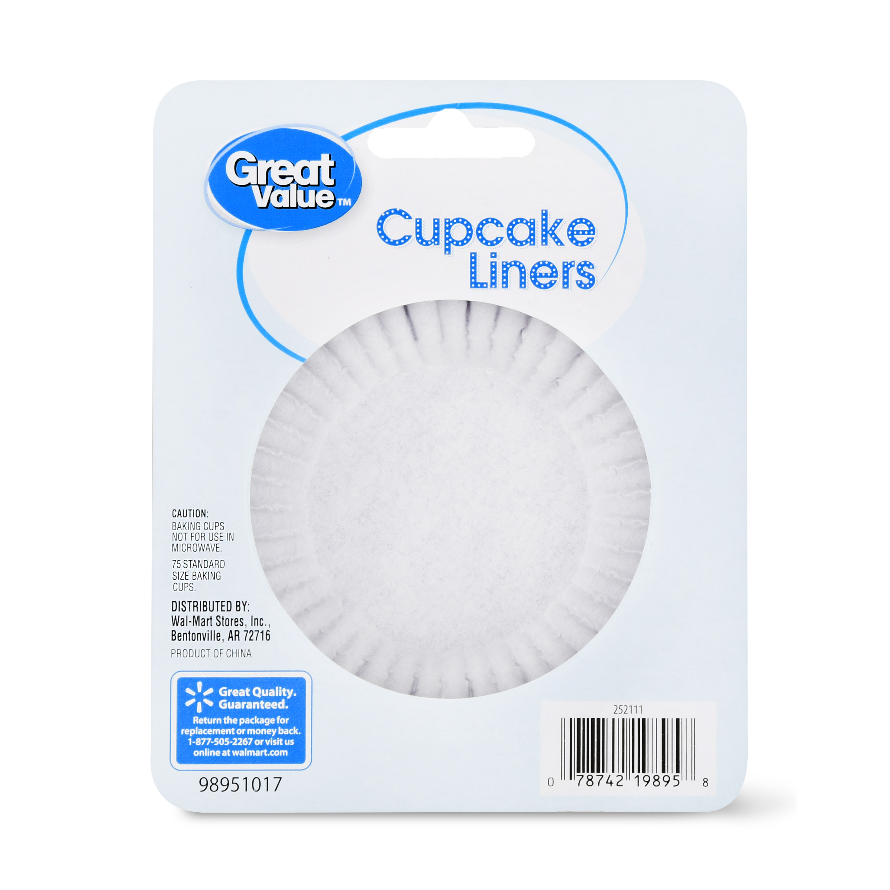 Great Value Cupcake Liners, Pink, 75 Count