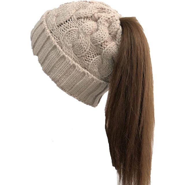 GFDYREE Tuque pour Queue de Cheval pour Femmes avec Bouton pour Masque, Tuque Chignon Haute et Décoiffée avec Trou pour Queue de Cheval