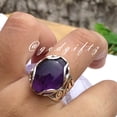 thumbnail image 2 of Genuine Amethyst Ring | 925 Sterling Silver Oval Cabochon Gemstone | Handmade Boho Chic Statement Ring, 2 of 8
