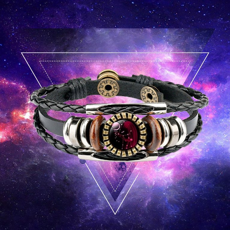 12 Constellation Bracelets Leather Charm Bracelets For Women Men