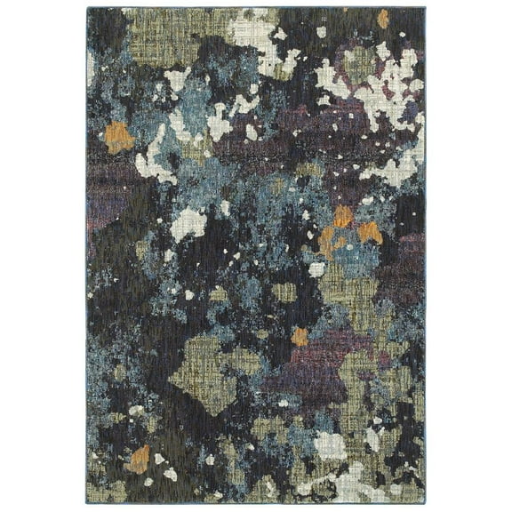 Oriental Weavers Evolution Area Rug - 8029A - 1'10" x 3'2" - in Navy/ Green - Modern Style, Stain Resistant, Family and Pet Friendly , Entryway, Bathroom Accent Rug