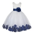 thumbnail image 2 of Ekidsbridal Girl Bridesmaid Flower Girl Dress - Flower Petals Ivory Lace Tulle with Bow Sash 165T-A (Size: S-12), 2 of 3