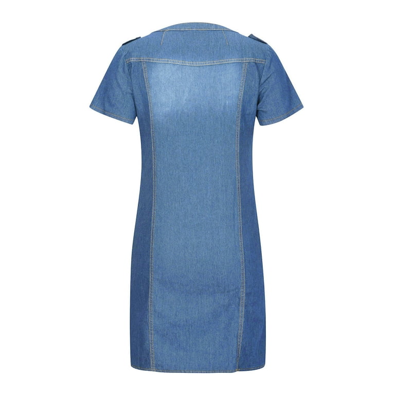 Casual Solid Patchwork Turndown Collar Short Sleeve Loose Denim Dresses(3 Colors) Casual Solid Patchwork Turndown Collar Short Sleeve Loose Denim Dresses(3 Colors)