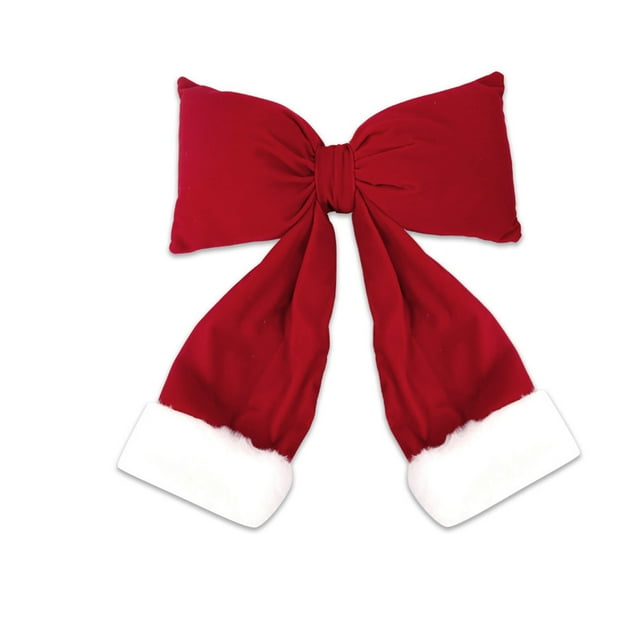 yulier Ornements de Noël Rouges, Grand Nœud en Velours pour Arbre de Noël Couronne de Noël Décoration Suspendue, Décoration de Fête de Mariage de Noël, 10.63 Pouces x 14.17 Pouces