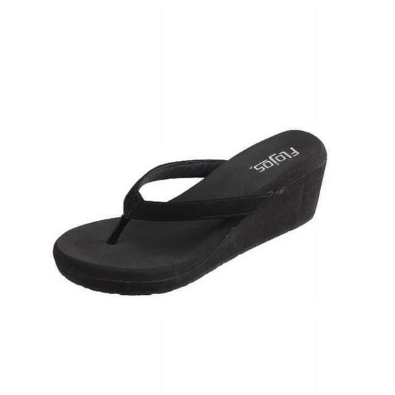 Flojos Womens Olivia Slip On Wedge Thong Sandals, Black (6)
