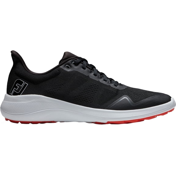 FootJoy Men's 2021 Flex Spikeless Golf Shoes (Black/White/Red, 13 D US)