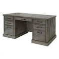 thumbnail image 2 of Rustic Double Pedestal Desk Wood Office Table Fully Assembled Gray, 2 of 11