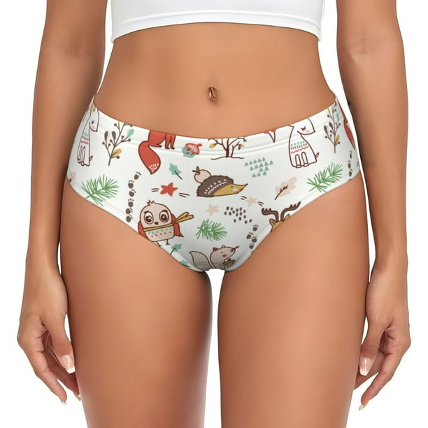 Fotbe Cute Little Animals Calzones Estampados para Mujer – Ropa Interior de Algodón, Cómoda, Suave y Elástica-Medium