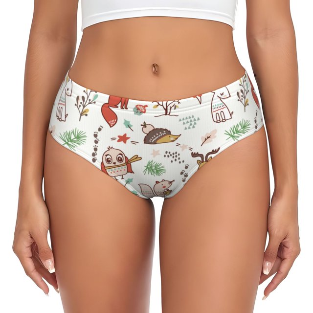 Fotbe Cute Little Animals Calzones Estampados para Mujer – Ropa Interior de Algodón, Cómoda, Suave y Elástica-Small