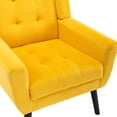thumbnail image 4 of Modern Accent Chair for Living Room, Soft Linen Material Ergonomics Chair, Bedroom Chair with Black Legs for Indoor Home, Yellow, 4 of 6